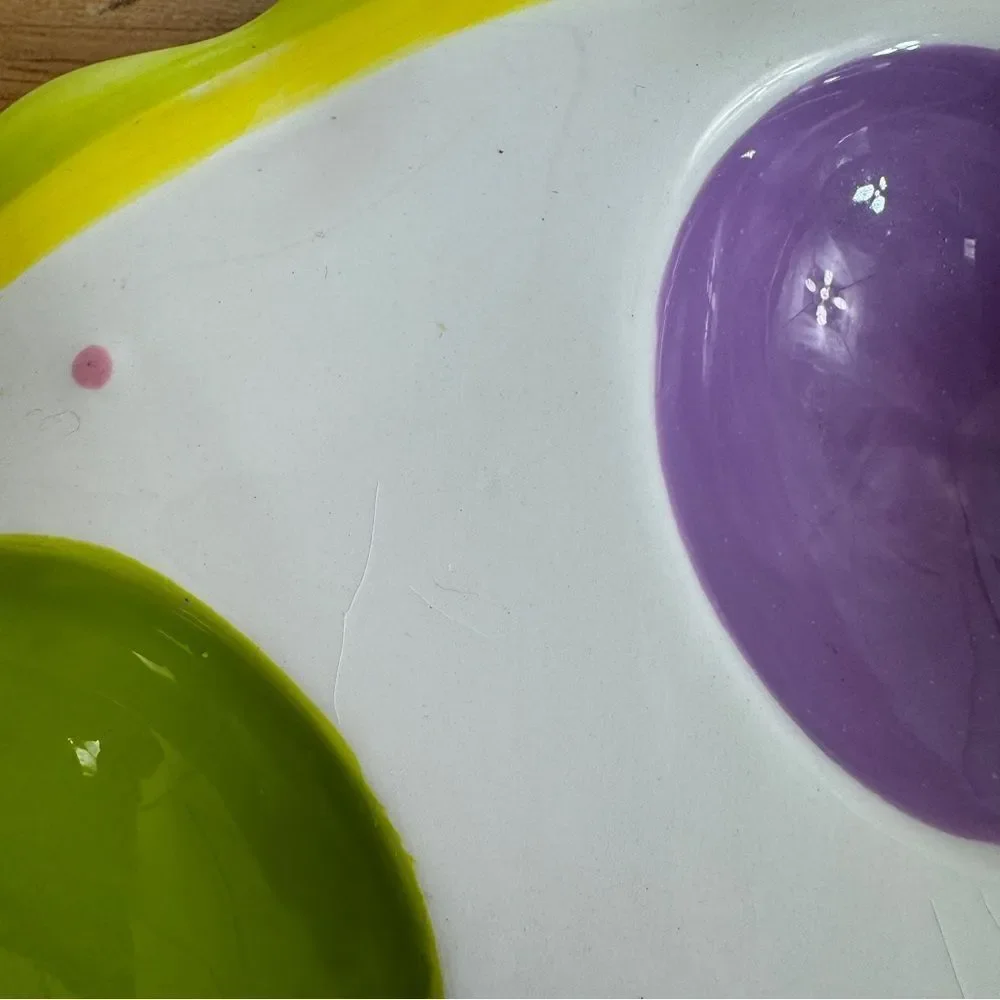 Pier 1 Pastel Deviled Eggs Easter Ceramic Platter Multicolor 11‎ Inch Round